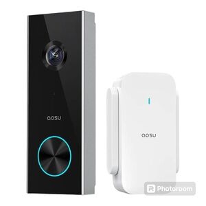 aosu Battery-Powered Video Doorbell with Chime, 2K Resolution